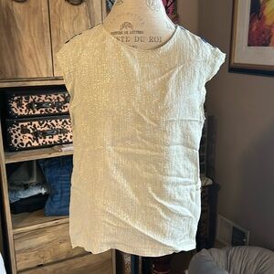 Lord and Taylor Gold Mixed Media Blouse - large